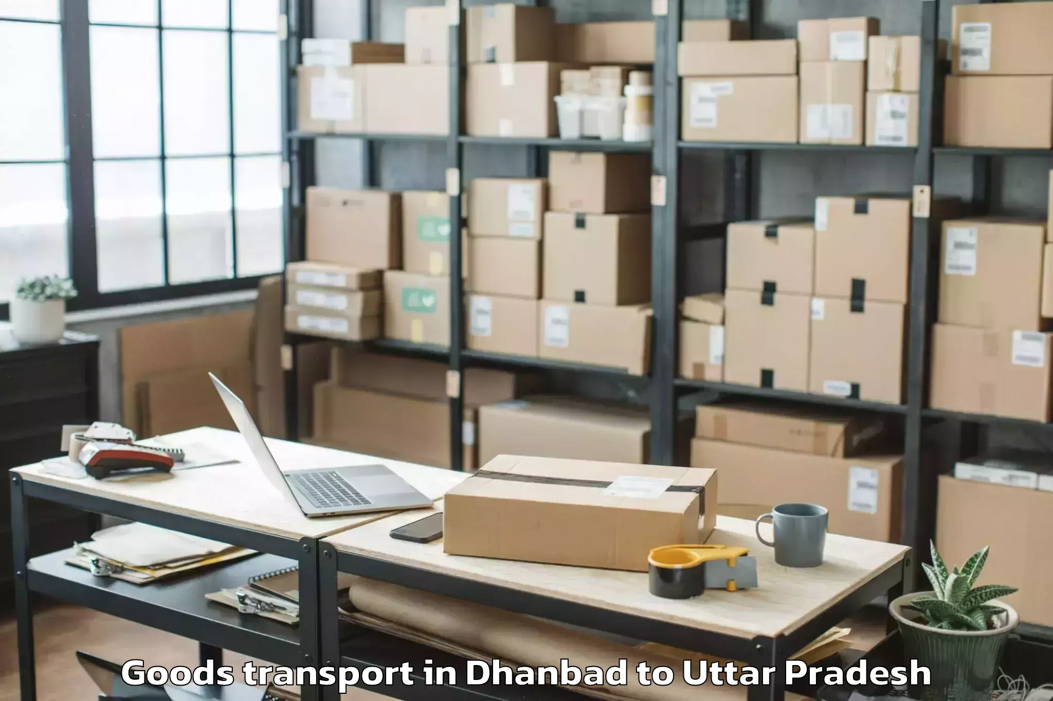 Dhanbad to Bundelkhand University Jhansi Goods Transport Booking